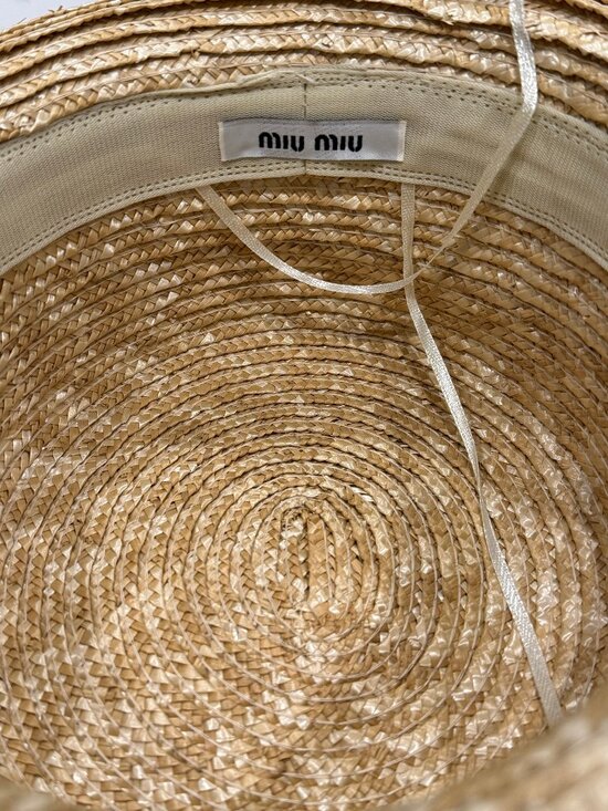 Miu Miu Logo Ribbon Raffia Hat Authentic main image 5